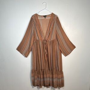Jessica Simpson Bohemian Style Marilyn tunic with lace trim ( Tan, 3X )
